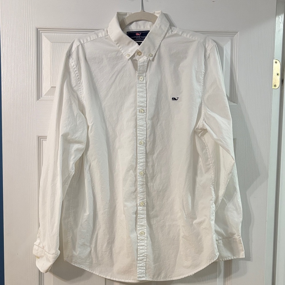 Vineyard Vines White Button-Down Shirt Size L